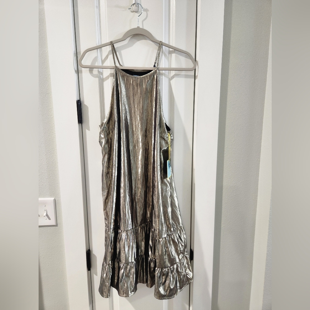 CeCe Silver Pleated One Shoulder Mini Dress - Picture 5 of 10